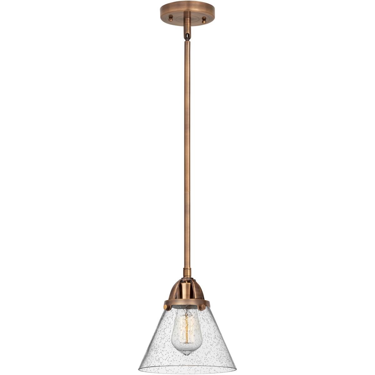Innovations Lighting 288-1S-AC-G44 Nouveau 2 Cone 1 Light 7.75 inch Antique Copper Mini Pendant Ceiling Light in Incandescent, Seedy