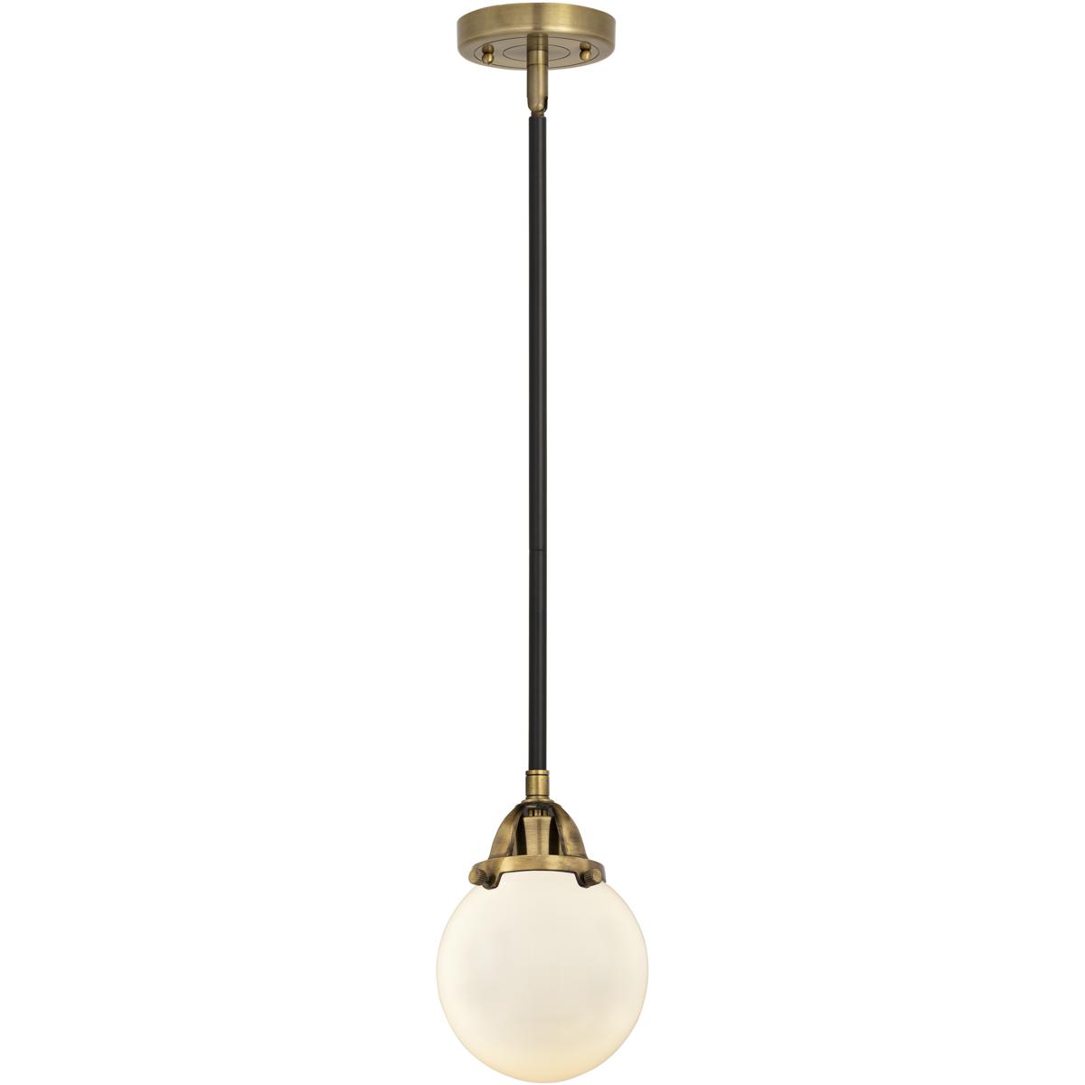 Innovations Lighting 288-1S-BAB-G201-6-LED Nouveau 2 Beacon LED 6 inch Black Antique Brass Mini Pendant Ceiling Light in Matte White