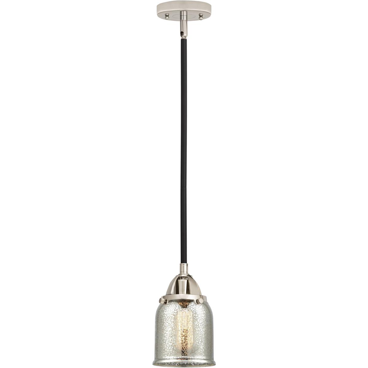 Innovations Lighting 288-1S-BPN-G58 Nouveau 2 Bell 1 Light 5 inch Black Polished Nickel Mini Pendant Ceiling Light in Incandescent, Silver Plated Merc