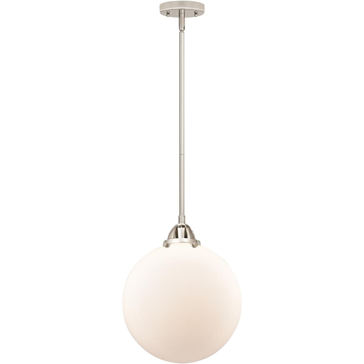 Innovations Lighting 288-1S-PN-G201-12 Nouveau 2 Beacon 1 Light 12 inch Polished Nickel Mini Pendant Ceiling Light in Incandescent, Matte White