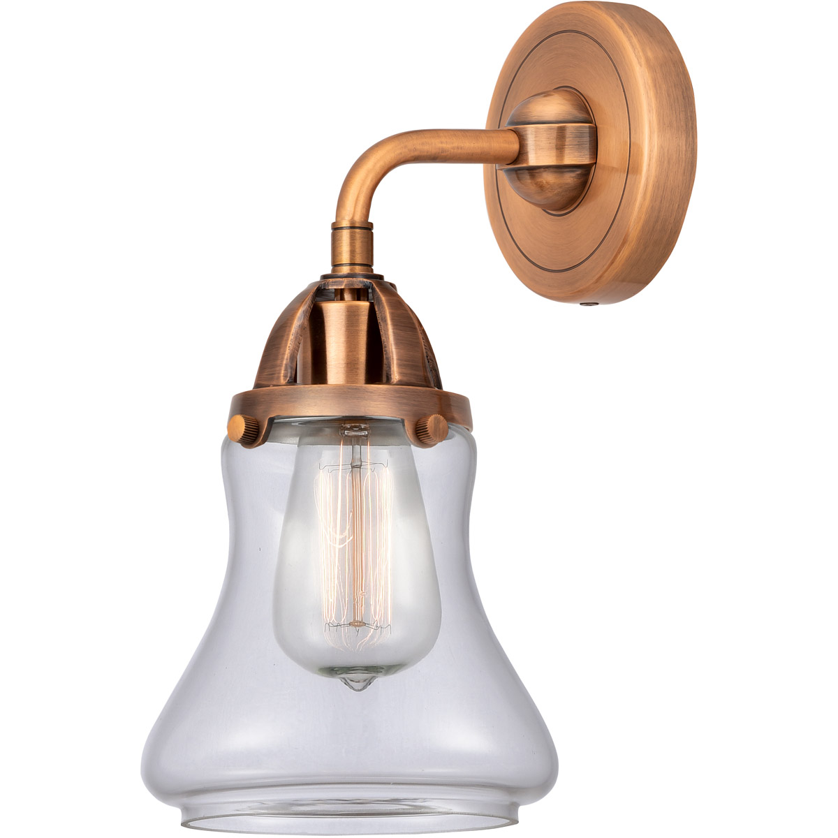 Innovations Lighting 288-1W-AC-G192-LED Nouveau 2 Bellmont LED 6 inch Antique Copper Sconce Wall Light in Clear Glass
