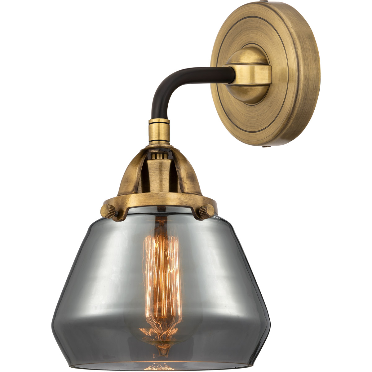Innovations Lighting 288-1W-BAB-G173 Nouveau 2 Fulton 1 Light 6.75 inch Black Antique Brass Sconce Wall Light in Plated Smoke Glass