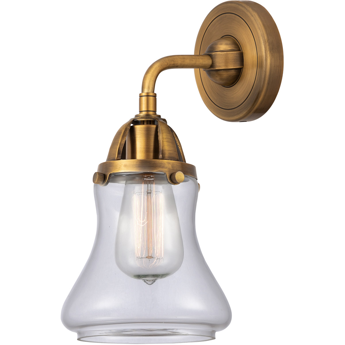Innovations Lighting 288-1W-BB-G192-LED Nouveau 2 Bellmont LED 6 inch Brushed Brass Sconce Wall Light in Clear Glass