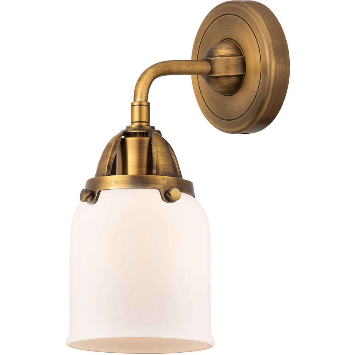 Innovations Lighting 288-1W-BB-G51 Nouveau 2 Small Bell 1 Light 5 inch Brushed Brass Sconce Wall Light in Matte White Glass
