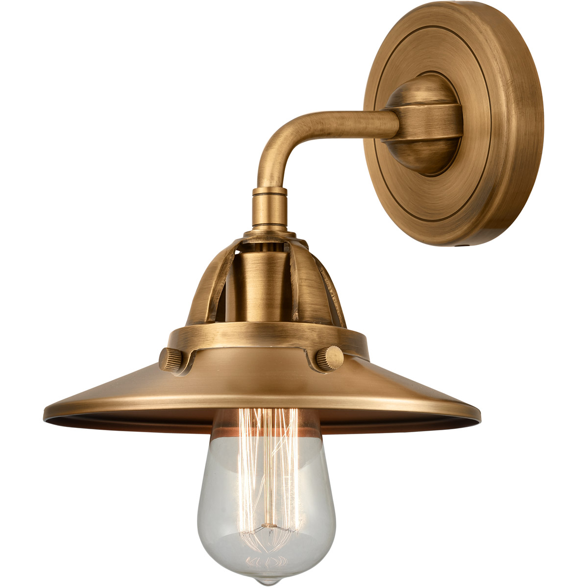 Innovations Lighting 288-1W-BB-M4-BB Nouveau 2 Railroad 1 Light 8 inch Brushed Brass Sconce Wall Light