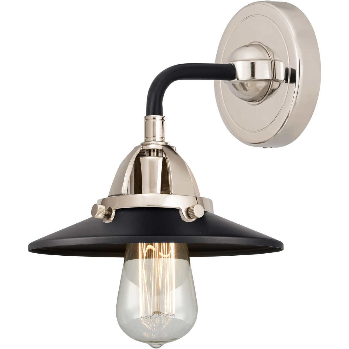Innovations Lighting 288-1W-SG-M6-BK Nouveau 2 Railroad 1 Light 8 inch Satin Gold Sconce Wall Light in Matte Black