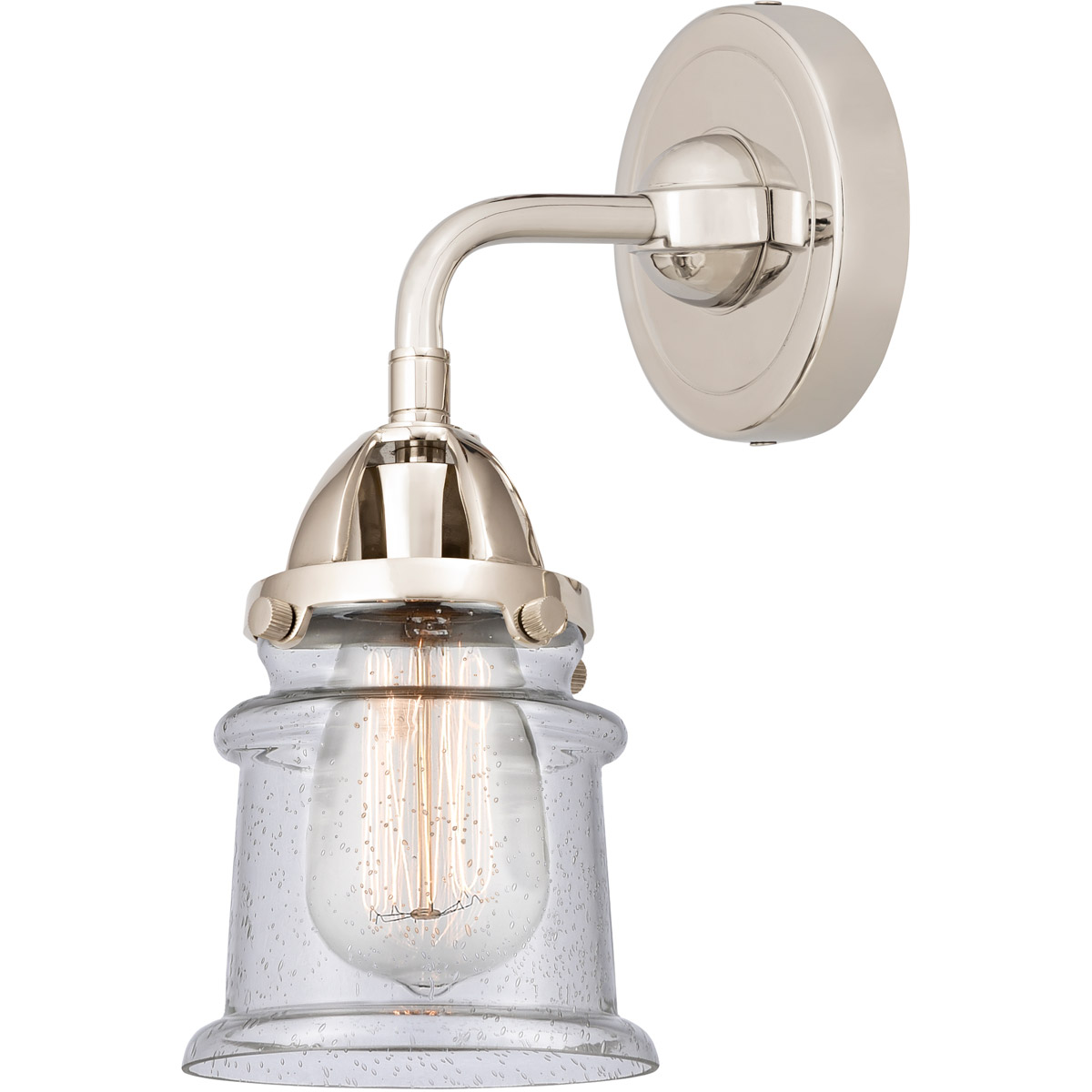 Innovations Lighting 288-1W-PN-G184S Nouveau 2 Small Canton 1 Light 5 inch Polished Nickel Sconce Wall Light in Seedy Glass
