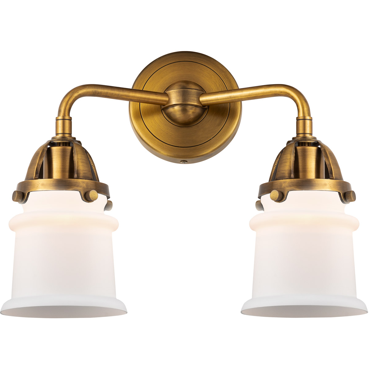 Innovations Lighting 288-2W-BB-G181S Nouveau 2 Small Canton 2 Light 13 inch Brushed Brass Bath Vanity Light Wall Light in Matte White Glass