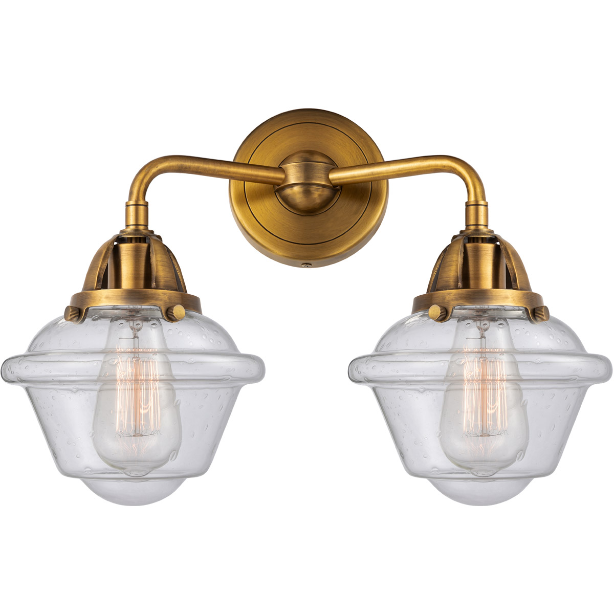Innovations Lighting 288-2W-BB-G534 Nouveau 2 Small Oxford 2 Light 16 inch Brushed Brass Bath Vanity Light Wall Light in Seedy Glass