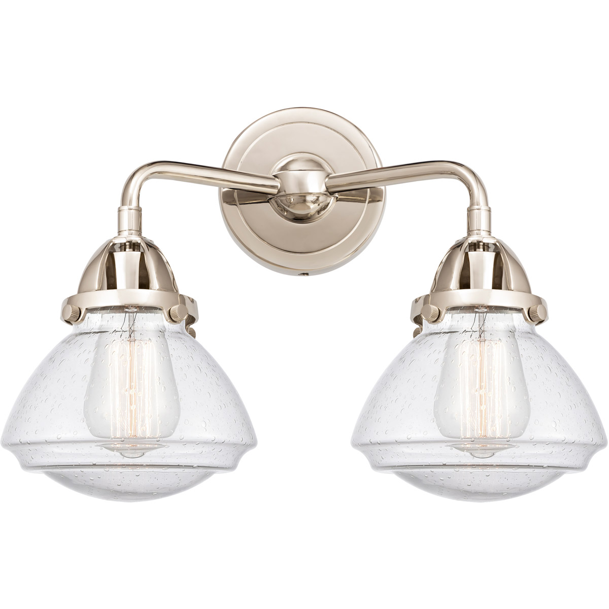 Innovations Lighting 288-2W-PN-G324 Nouveau 2 Olean 2 Light 15 inch Polished Nickel Bath Vanity Light Wall Light in Seedy Glass