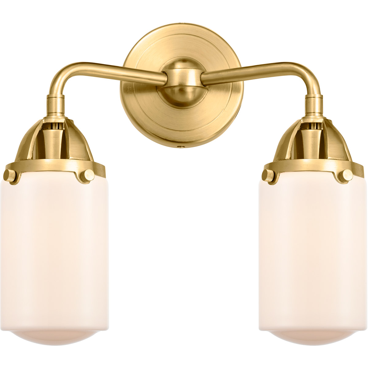 Innovations Lighting 288-2W-SG-G311 Nouveau 2 Dover 2 Light 13 inch Satin Gold Bath Vanity Light Wall Light in Matte White Glass