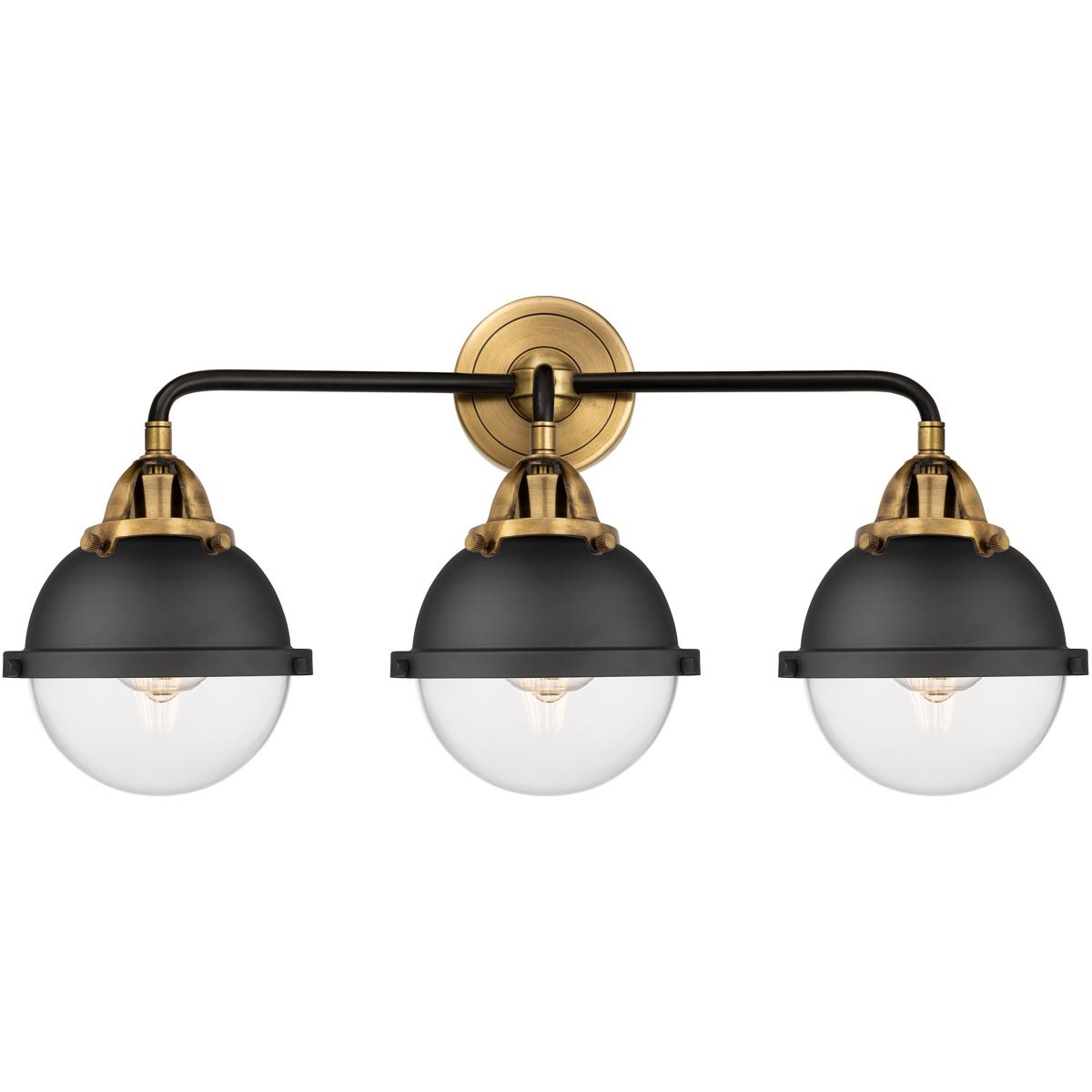 Innovations Lighting 288-3W-BAB-HFS-62-BK Nouveau 2 Hampden 3 Light 25.25 inch Black Antique Brass Bath Vanity Light Wall Light in Clear Glass