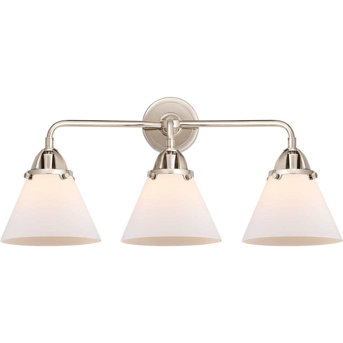 Innovations Lighting 288-3W-PN-G41-LED Nouveau 2 Large Cone LED 25.75 inch Polished Nickel Bath Vanity Light Wall Light in Matte White Glass