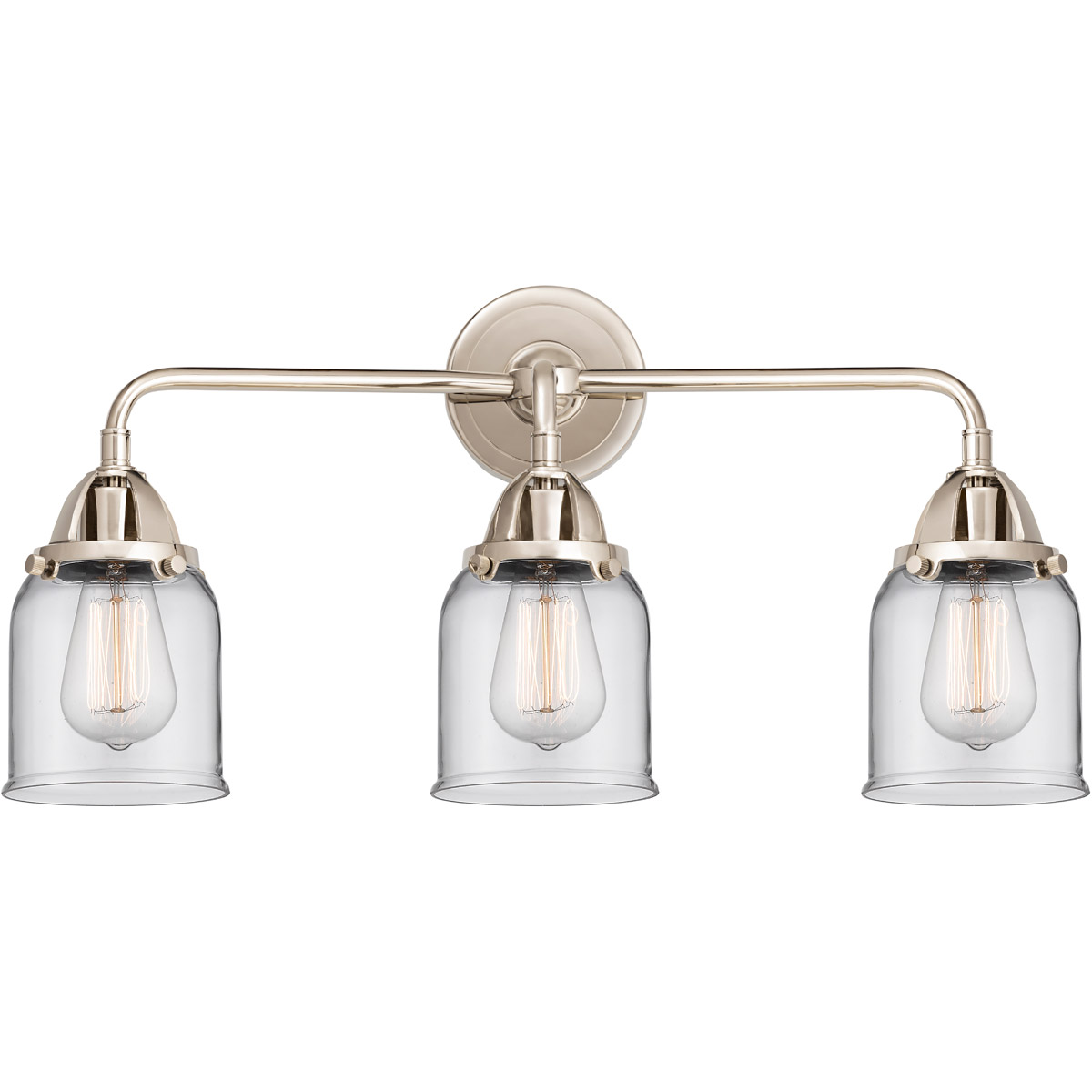 Innovations Lighting 288-3W-PN-G52 Nouveau 2 Small Bell 3 Light 23 inch Polished Nickel Bath Vanity Light Wall Light in Clear Glass