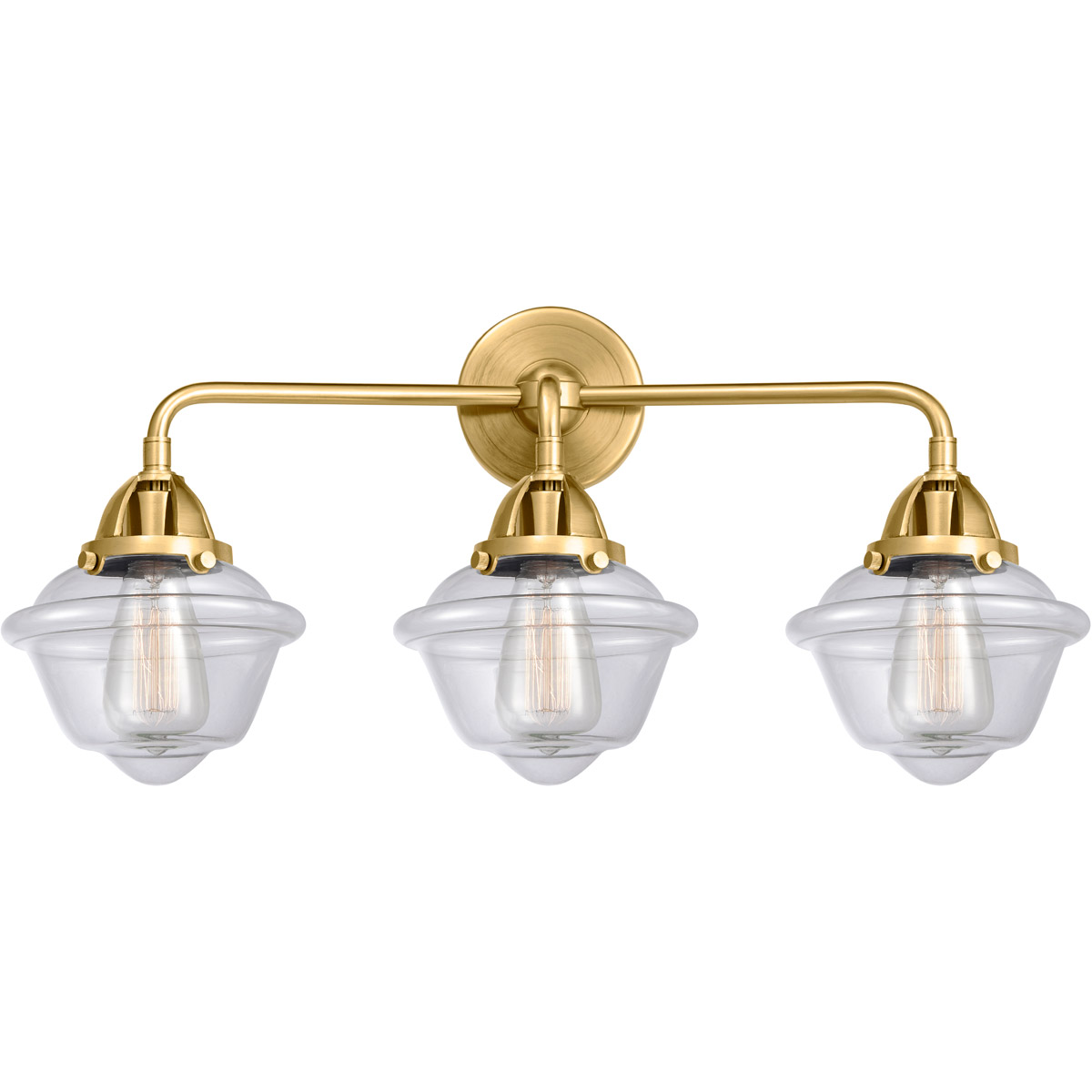 Innovations Lighting 288-3W-SG-G532 Nouveau 2 Small Oxford 3 Light 26 inch Satin Gold Bath Vanity Light Wall Light in Clear Glass