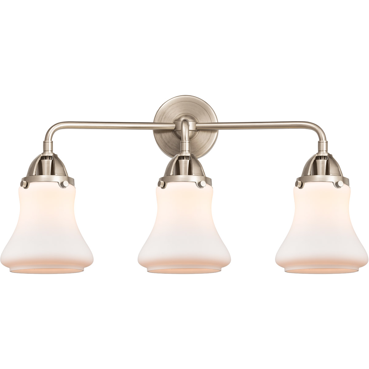 Innovations Lighting 288-3W-BPN-G191-LED Nouveau 2 Bellmont LED 24 inch Black Polished Nickel Bath Vanity Light Wall Light in Matte White Glass