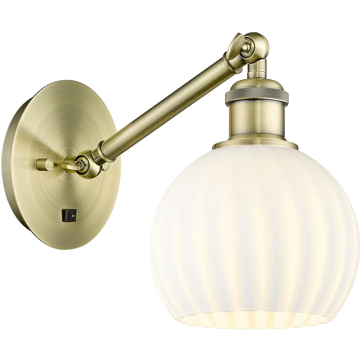 Innovations Lighting 317-1W-AB-G1217-6WV Ballston White Venetian 1 Light 6 inch Antique Brass Sconce Wall Light