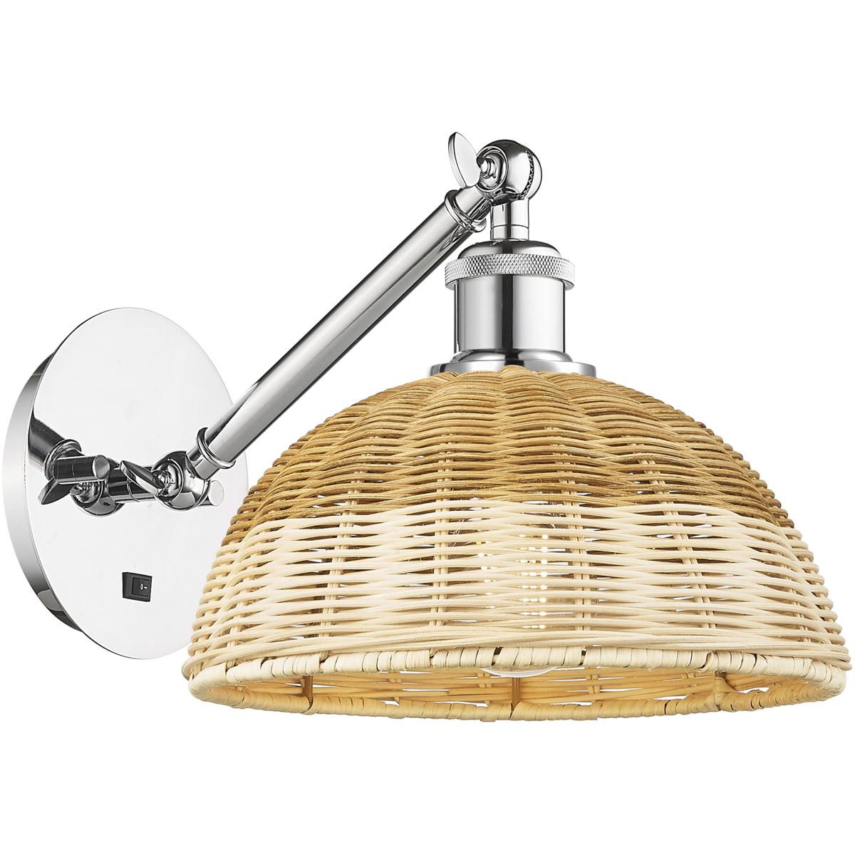 Innovations Lighting 317-1W-PC-NBD2-9-NAT Ballston Bristol Natural II Armed Sconce Wall Light in Polished Chrome