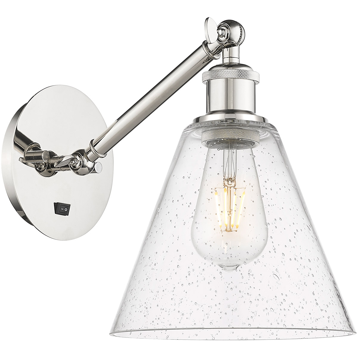 Innovations Lighting 317-1W-PN-GBC-84-LED Ballston Cone LED 8 inch Polished Nickel Sconce Wall Light in Seedy Glass
