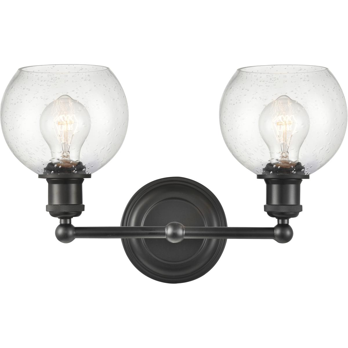 Innovations Lighting 341-2W-BK-G124-6 Concord 2 Light 16 inch Matte Black Bath Vanity Light Wall Light in Incandescent, Seedy Glass