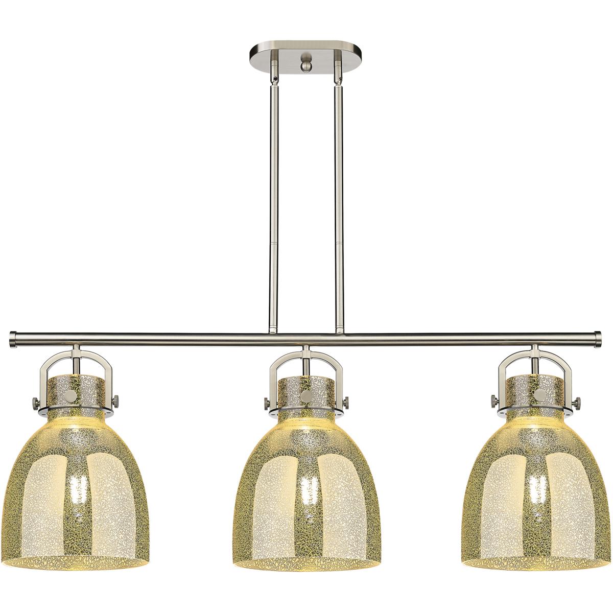 Innovations Lighting 410-3I-SN-G412-10ME Newton Bell Island Light Ceiling Light in Satin Nickel