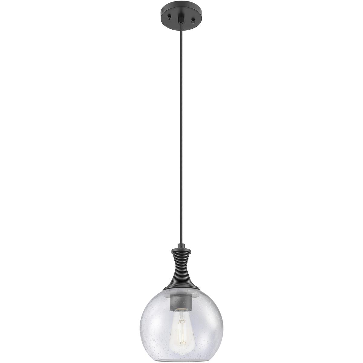 Innovations Lighting 415-1P-BK-G124-8 Astor 1 Light 8 inch Matte Black Mini Pendant Ceiling Light in Seedy Glass