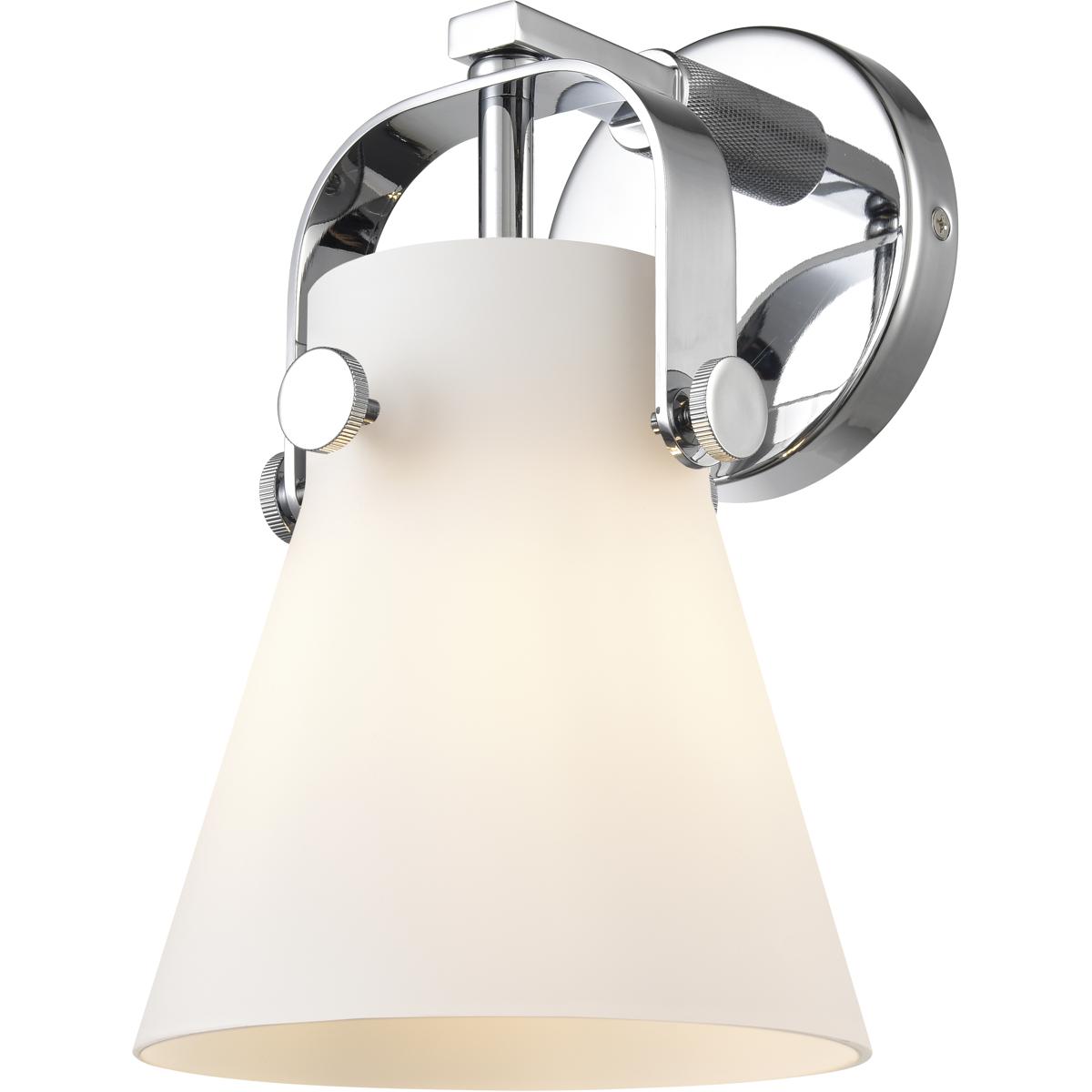Innovations Lighting 423-1W-PC-G411-6WH Pilaster II Cone Sconce Wall Light in Polished Chrome, Matte White Glass