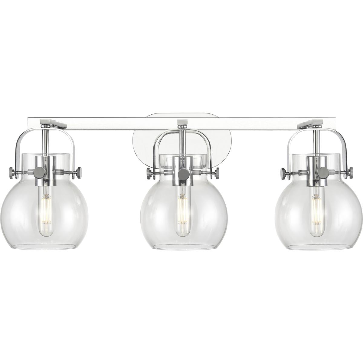 Innovations Lighting 423-3W-PC-G410-6CL Pilaster II Sphere 3 Light 26.5 inch Polished Chrome Bath Vanity Light Wall Light in Clear Glass