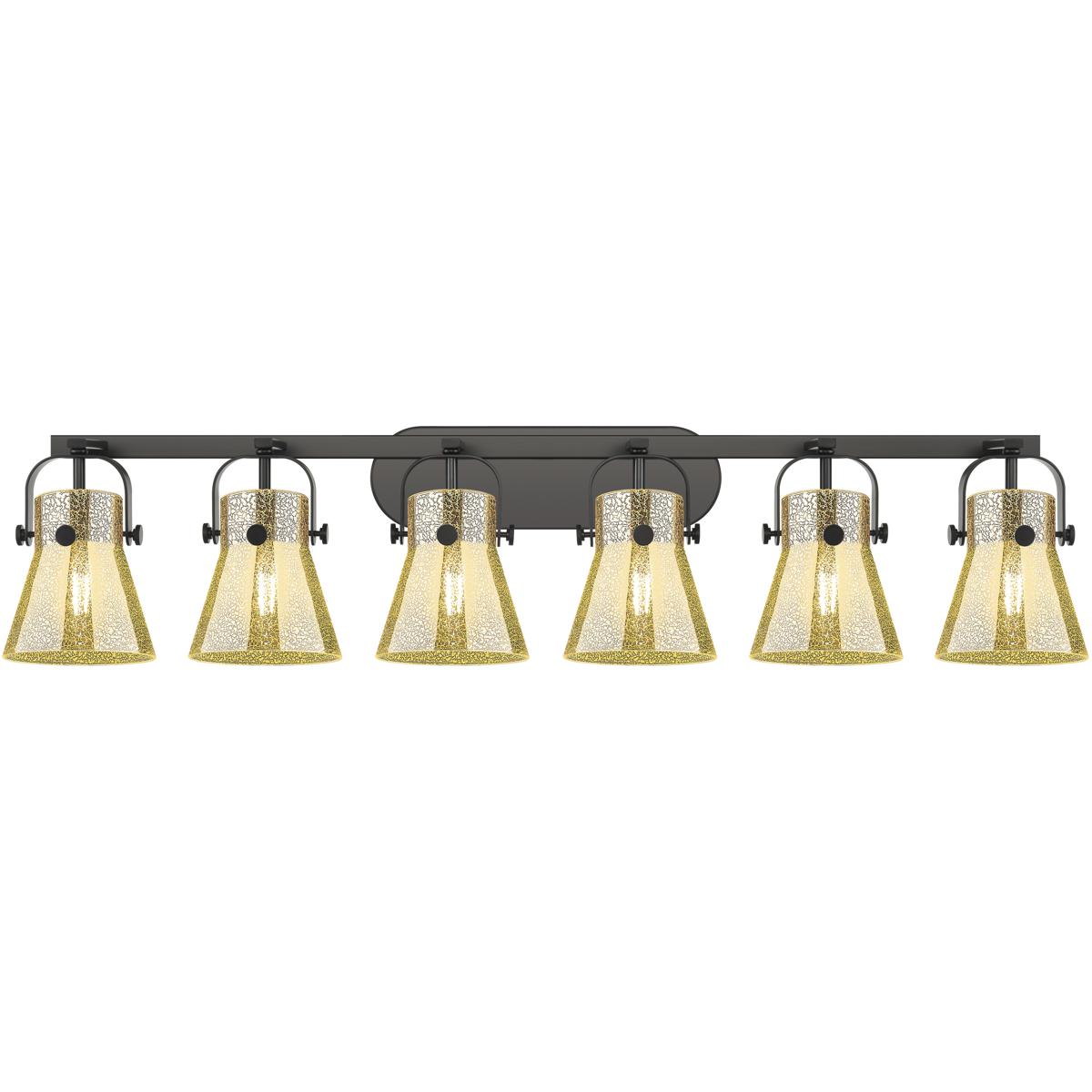 Innovations Lighting 423-6W-BK-G411-6ME Pilaster II Cone 6 Light 45.5 inch Matte Black Bath Vanity Light Wall Light in Mercury Glass
