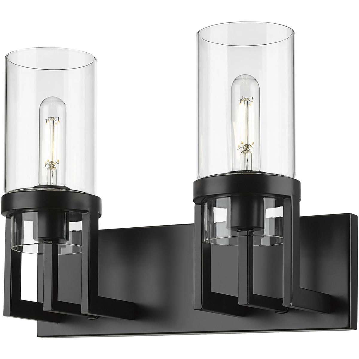 Innovations Lighting 426-2W-BK-G426-8CL Utopia 2 Light 15 inch Matte Black Bath Vanity Light Wall Light in Clear Glass