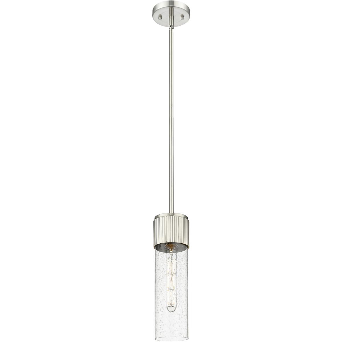 Innovations Lighting 428-1S-SN-G428-12SDY Bolivar 1 Light 4 inch Satin Nickel Pendant Ceiling Light in Seedy Glass