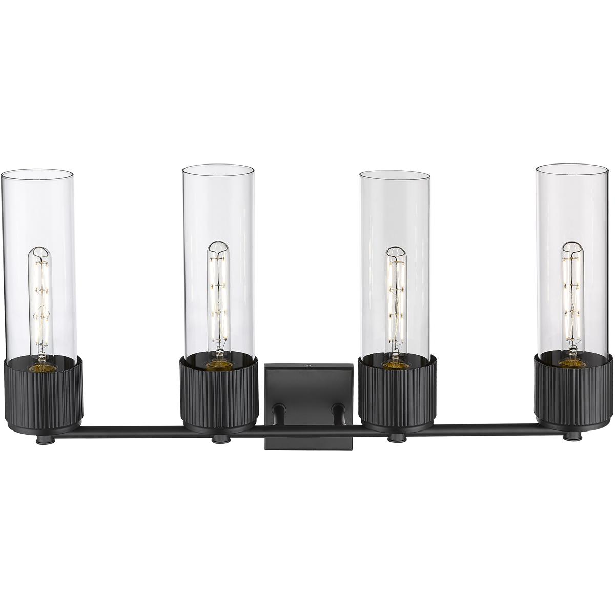 Innovations Lighting 428-4W-BK-G428-12CL Bolivar 4 Light 31 inch Matte Black Bath Vanity Light Wall Light in Clear Glass