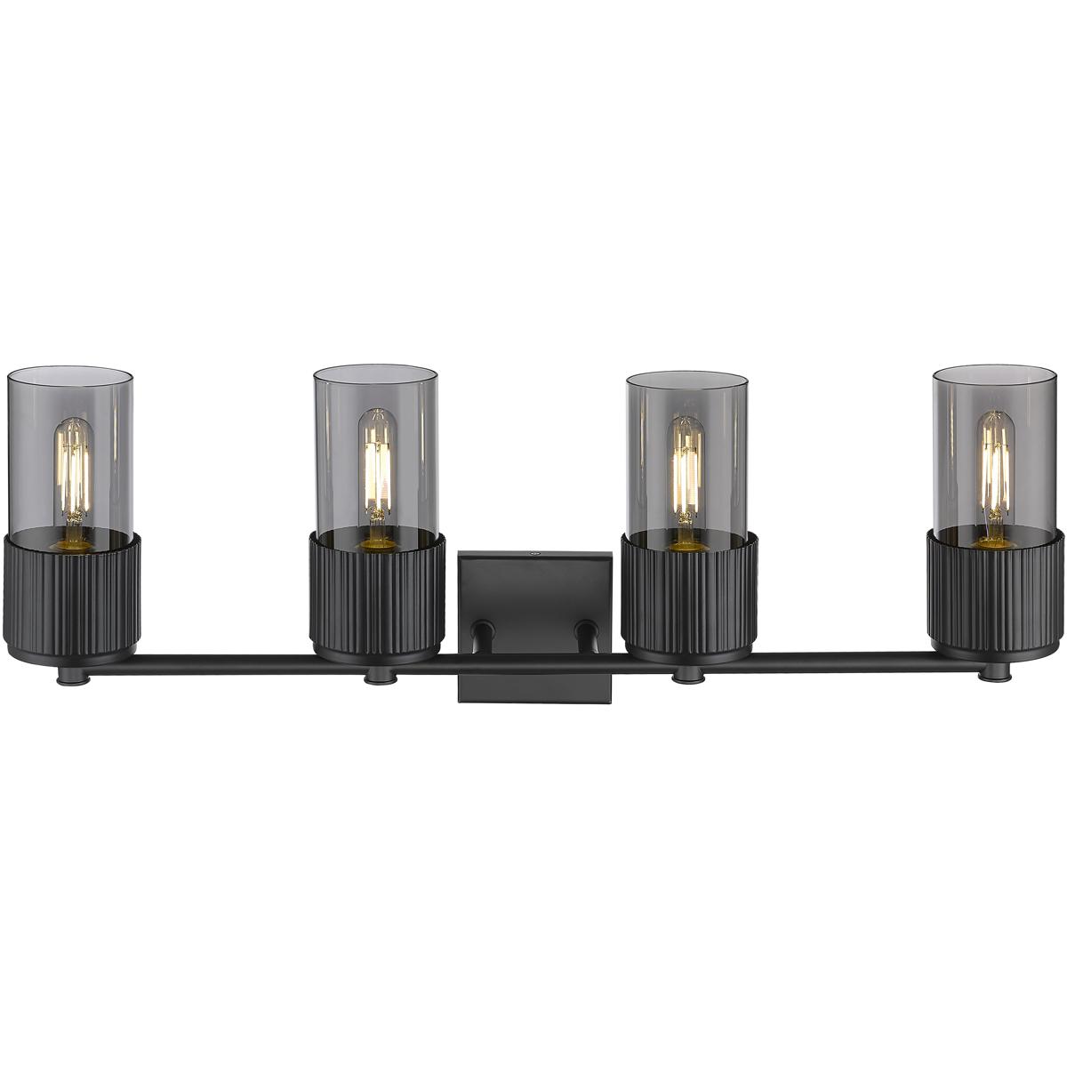 Innovations Lighting 428-4W-BK-G428-7SM Bolivar 4 Light 31 inch Matte Black Bath Vanity Light Wall Light in Light Smoke Glass