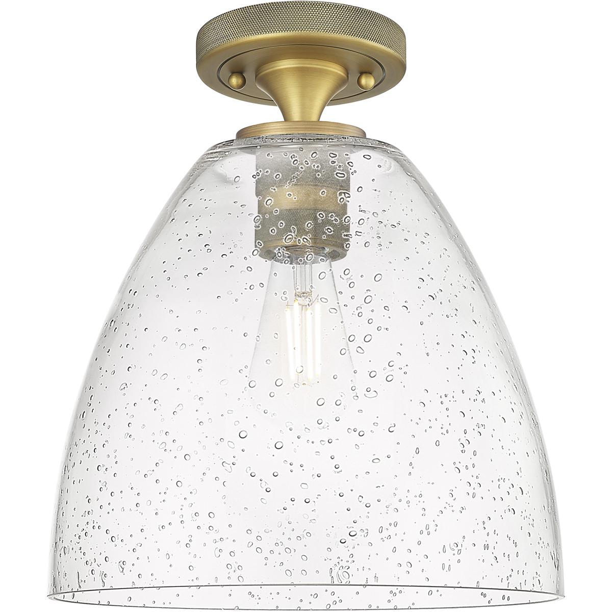 Innovations Lighting 434-1F-BB-GBD-94 Crown Point 1 Light 9 inch Brushed Brass Flush Mount Ceiling Light in Seedy Glass