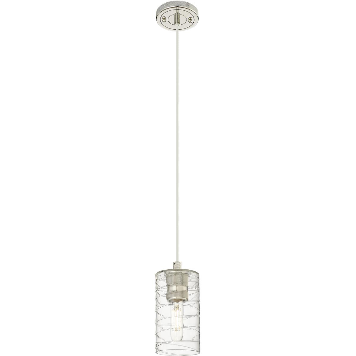 Innovations Lighting 434-1P-PN-G434-7DE Downtown Urban Crown Point 1 Light 3.88 inch Polished Nickel Pendant Ceiling Light in Deco Swirl