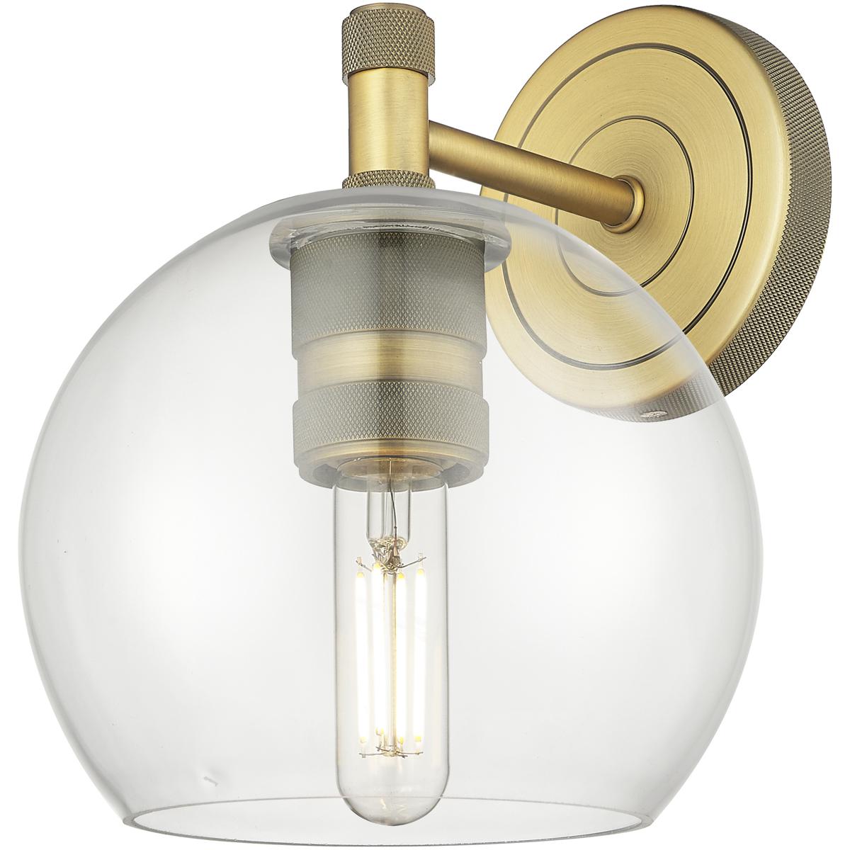 Innovations Lighting 434-1W-BB-G122-6 Crown Point Sconce Wall Light in Brushed Brass, Clear Glass