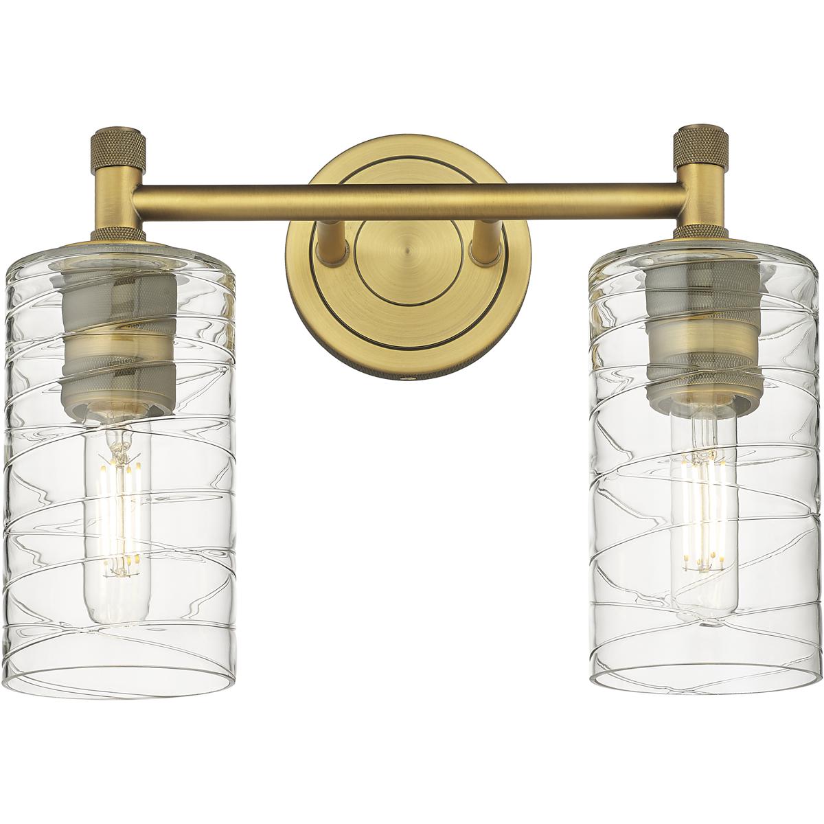 Innovations Lighting 434-2W-BB-G434-7DE Downtown Urban Crown Point 2 Light 13.88 inch Brushed Brass Bath Vanity Light Wall Light in Deco Swirl