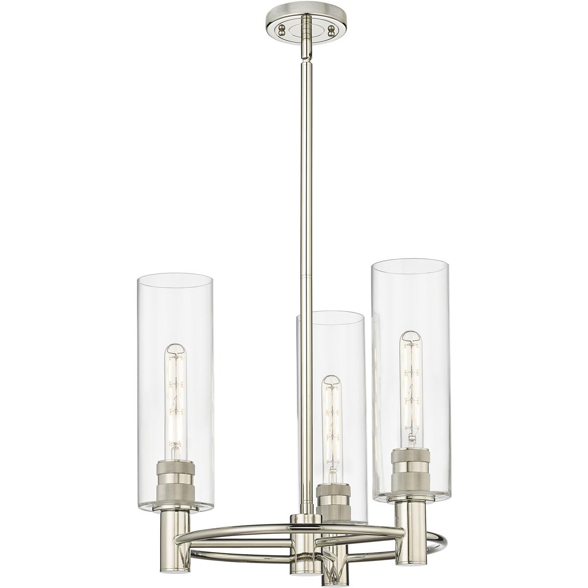 Innovations Lighting 434-3CR-PN-G434-12CL Crown Point 3 Light 18 inch Polished Nickel Pendant Ceiling Light in Clear Glass