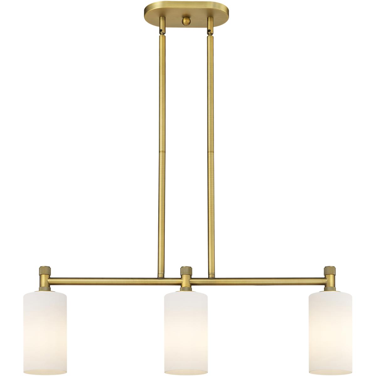 Innovations Lighting 434-3I-BB-G434-7WH Downtown Urban Crown Point Island Light Ceiling Light in Brushed Brass, Matte White