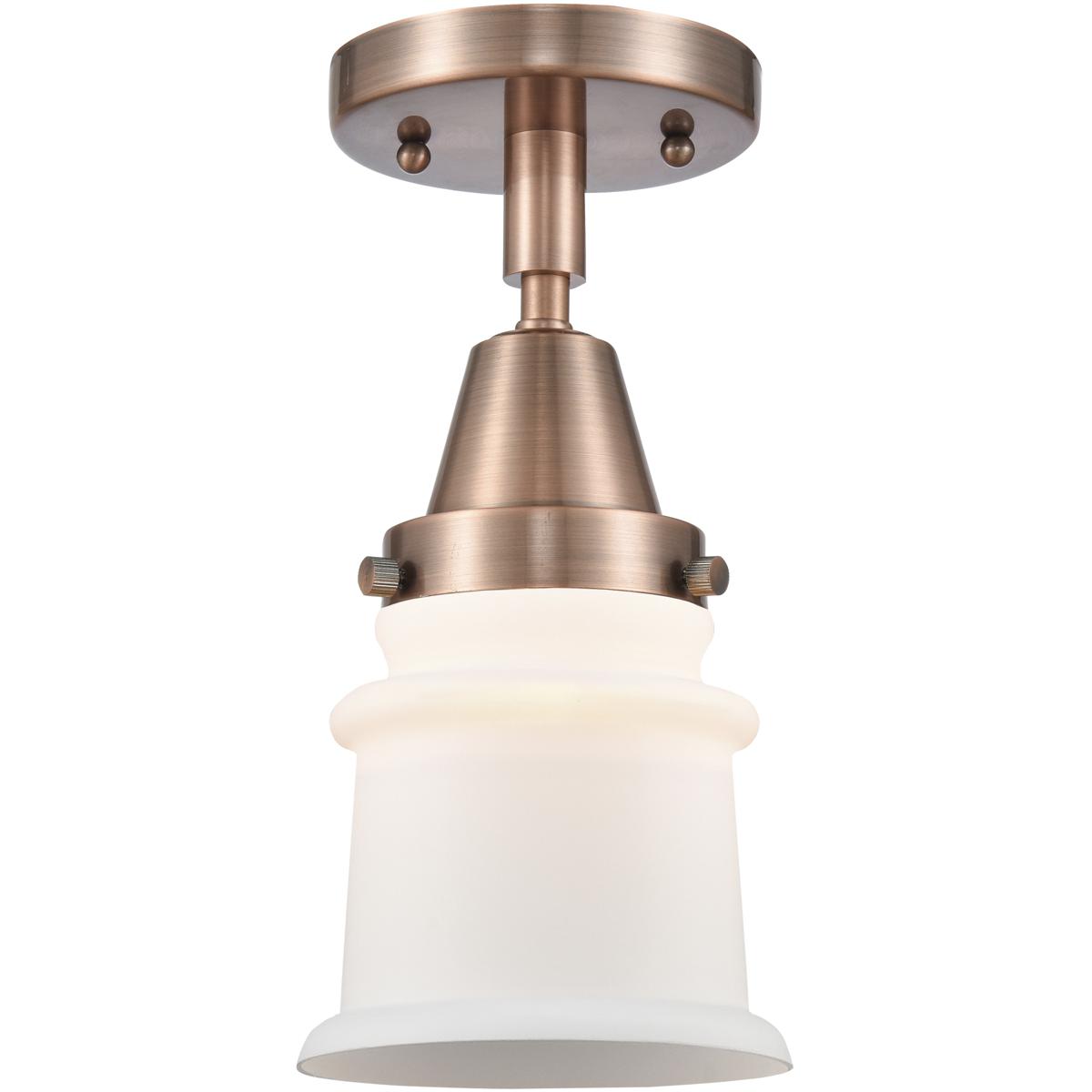 Innovations Lighting 447-1C-AC-G181S Franklin Restoration Small Canton 1 Light 6 inch Antique Copper Flush Mount Ceiling Light in Matte White Glass