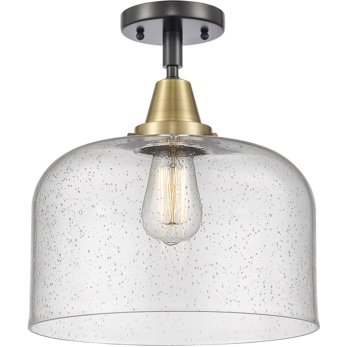 Innovations Lighting 447-1C-BAB-G74-L Franklin Restoration X-Large Bell 1 Light 12 inch Black Antique Brass Flush Mount Ceiling Light in Seedy Glass