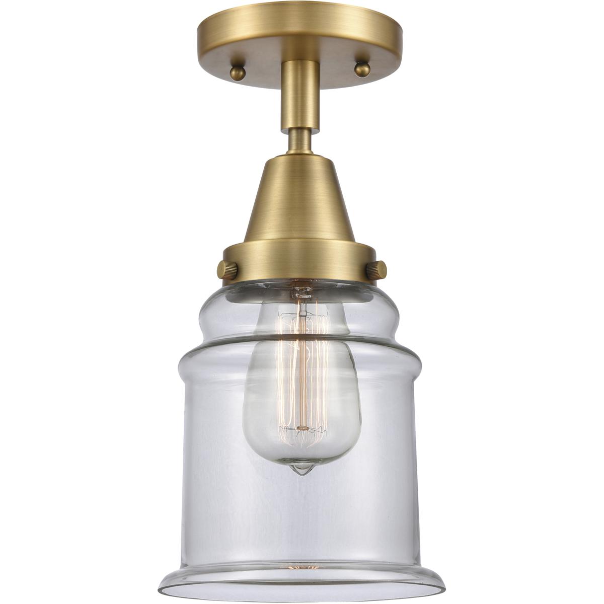 Innovations Lighting 447-1C-BB-G182-LED Franklin Restoration Canton LED 6 inch Brushed Brass Flush Mount Ceiling Light in Clear Glass