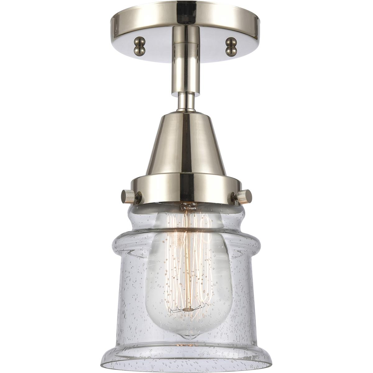 Innovations Lighting 447-1C-PN-G184S-LED Franklin Restoration Small Canton LED 6 inch Polished Nickel Flush Mount Ceiling Light in Seedy Glass