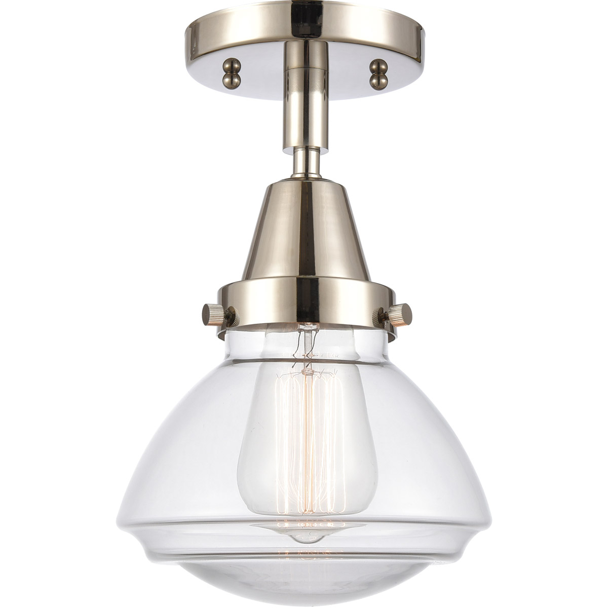 Innovations Lighting 447-1C-PN-G322 Franklin Restoration Olean 1 Light 6.75 inch Polished Nickel Flush Mount Ceiling Light in Clear Glass