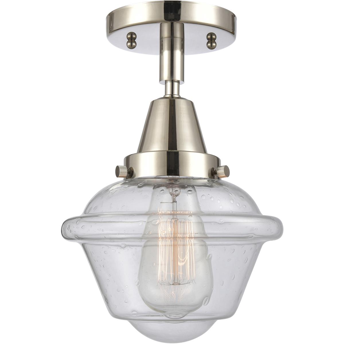 Innovations Lighting 447-1C-PN-G534-LED Franklin Restoration Small Oxford LED 7.5 inch Polished Nickel Flush Mount Ceiling Light in Seedy Glass