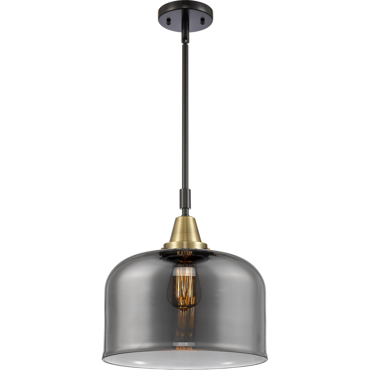 Innovations Lighting 447-1S-BAB-G73-L Franklin Restoration X-Large Bell 1 Light 12 inch Black Antique Brass Mini Pendant Ceiling Light in Light Smoke