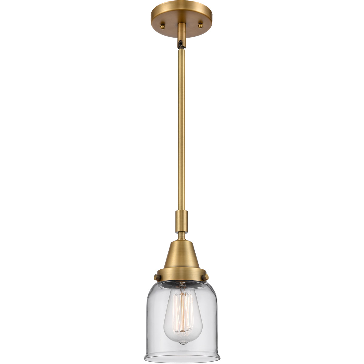 Innovations Lighting 447-1S-BB-G52 Franklin Restoration Small Bell 1 Light 5 inch Brushed Brass Mini Pendant Ceiling Light in Clear Glass