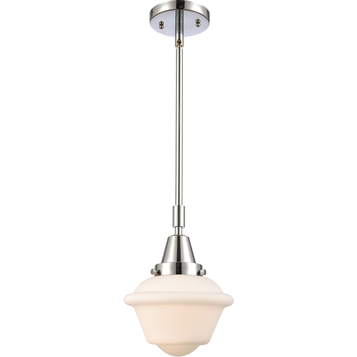 Innovations Lighting 447-1S-PC-G531-LED Franklin Restoration Small Oxford LED 7.5 inch Polished Chrome Mini Pendant Ceiling Light in Matte White Glass
