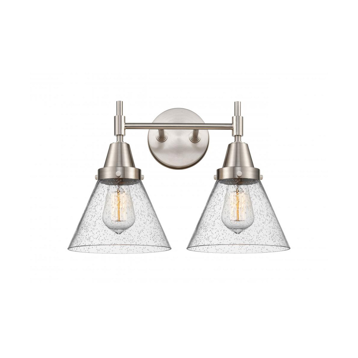 Innovations Lighting 447-2W-SN-G44-LED Caden LED 16.75 inch Satin Nickel Bath Vanity Light Wall Light in Seedy Glass