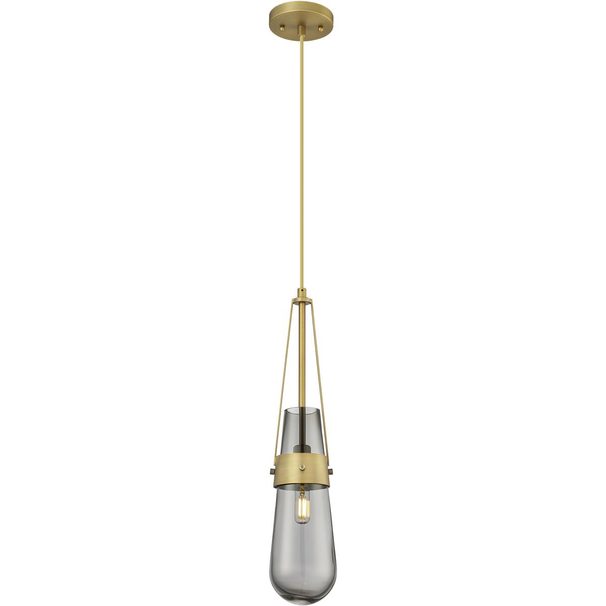 Innovations Lighting 452-1P-BB-G452-4SM Downtown Urban Milan 1 Light 4.38 inch Brushed Brass Pendant Ceiling Light in Light Smoke Glass